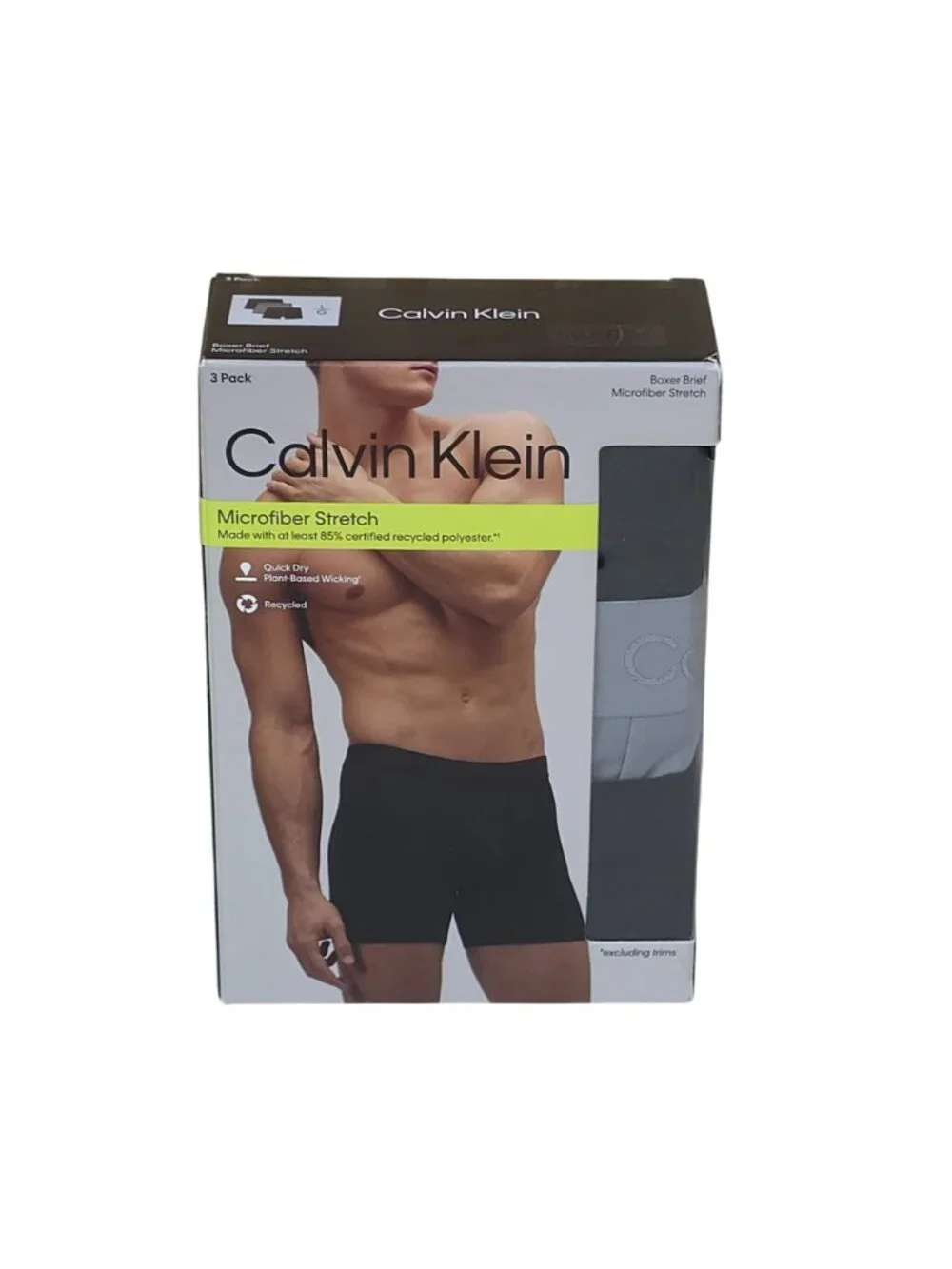 Calvin Klein Mens Microfiber Stretch Boxer Briefs 3-Pack L Moisture Wicking